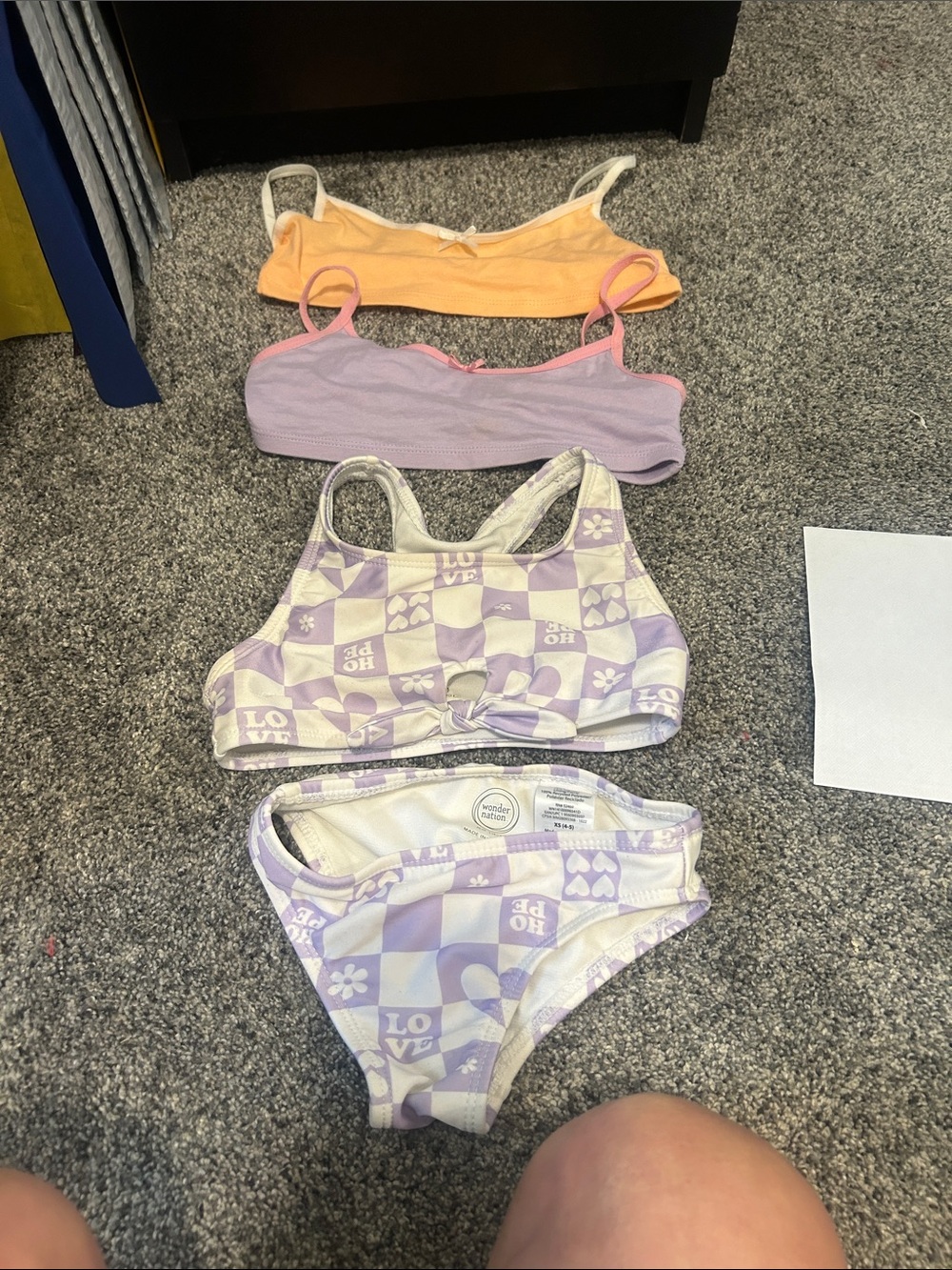 wonder nation Girls Swim Tops and Bottoms Set - Lavender, Peach, White